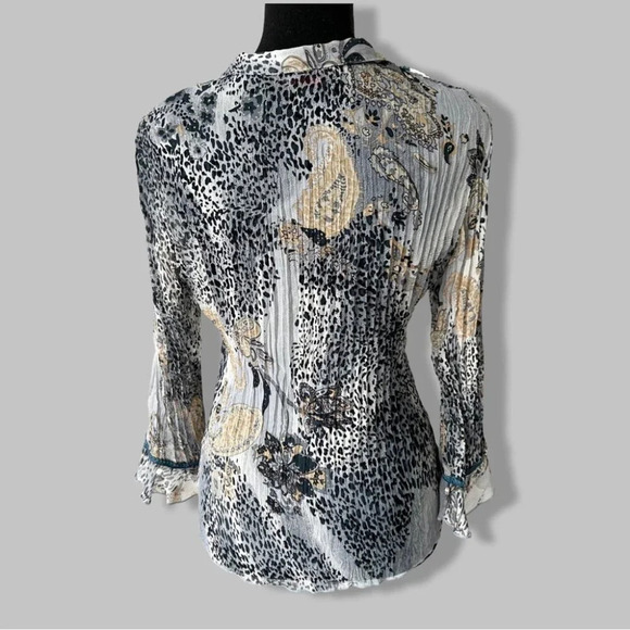 Funsport Animal Print  Sequins Ruffles Blouse - Picture 3 of 13